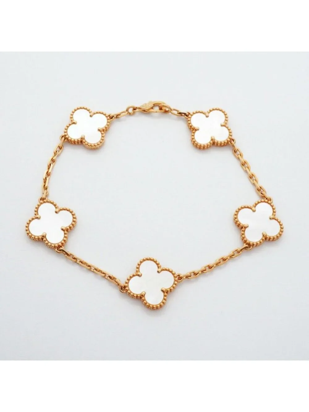 Van Cleef & Arpels Bracelet Vintage Alhambra 5 Motif 18k Yellow Gold Mother of
